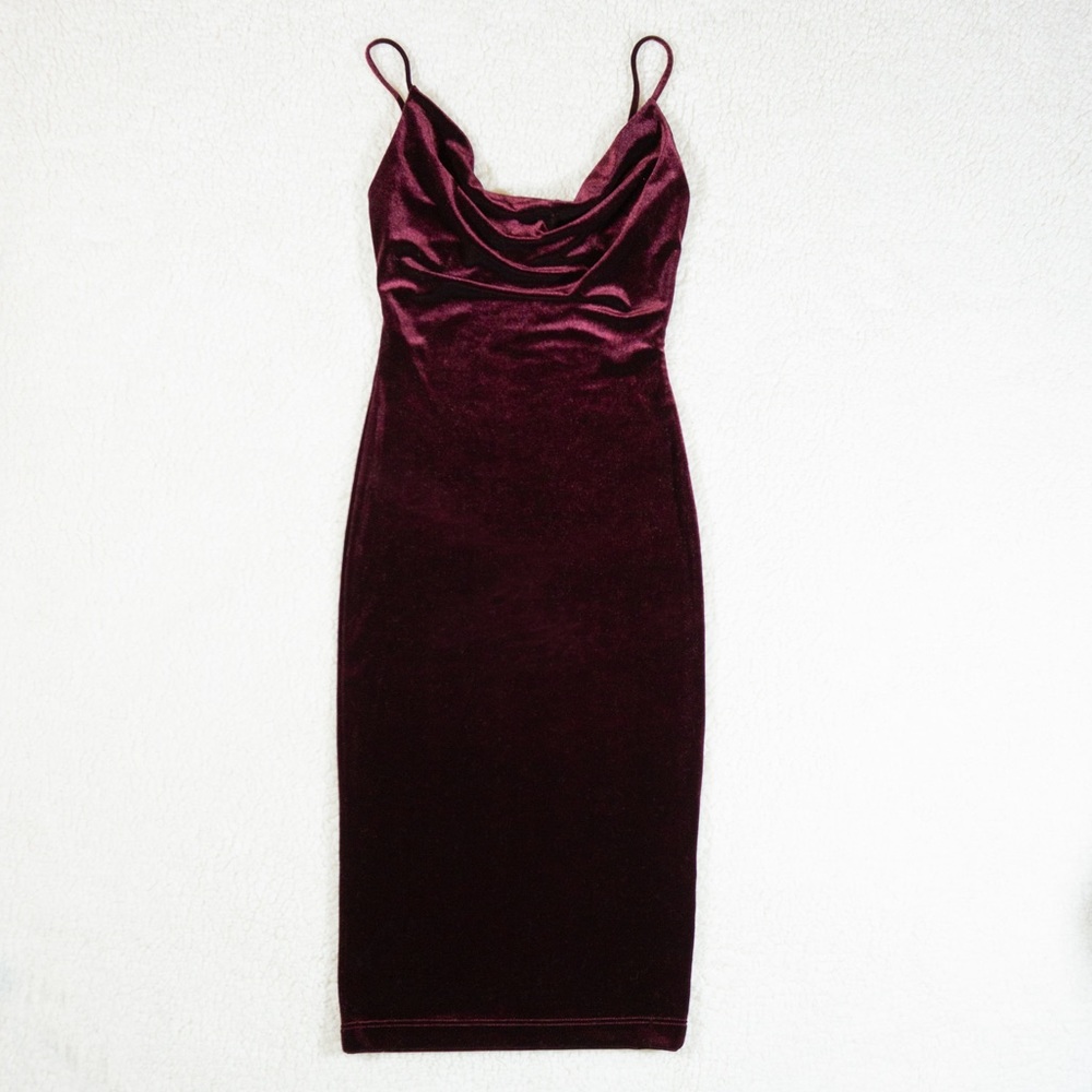 Velvet cowl neck dress